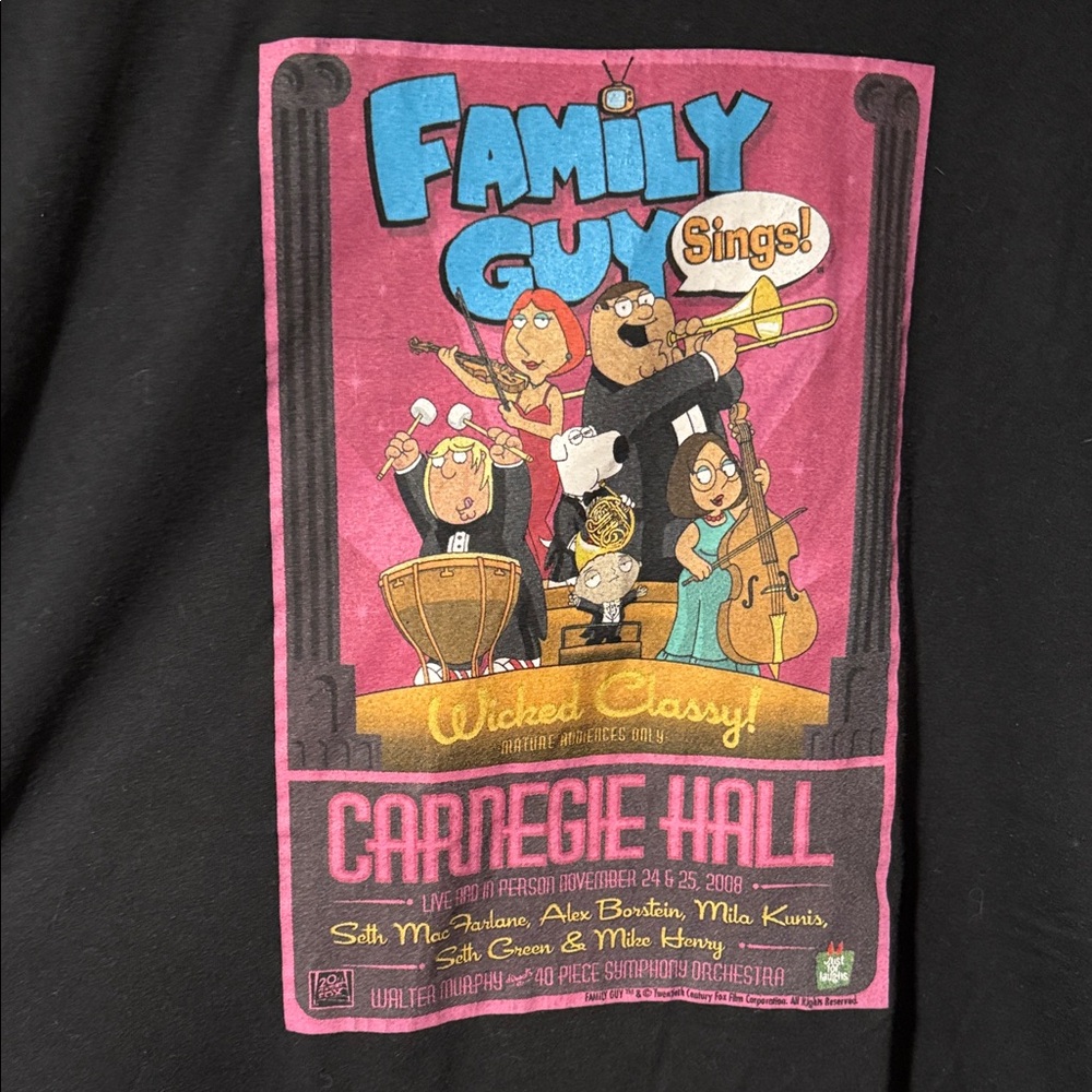 RARE Family guy - Carnegie Hall live shirt XL